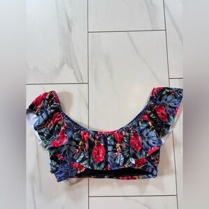 3/$30 NWT La Vie En Rose / Aqua floral off the shoulder Bikini Top large